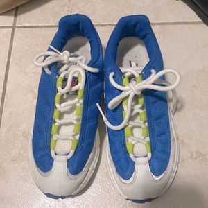 Tommy Hilfiger girls women’s sneakers white blue neon green size 5